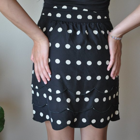 Anthropologie Floreat Black Polka Dot Skirt SZ 0 - Picture 3 of 8